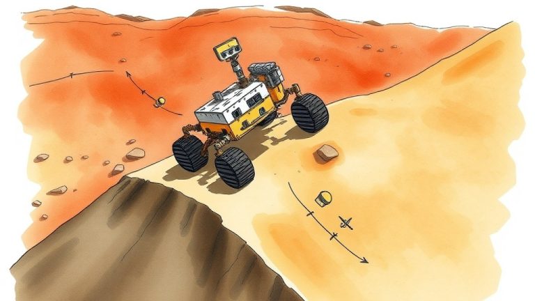 Curiosity Rover Scales Martian Slope to Investigate Geological Discontinuity